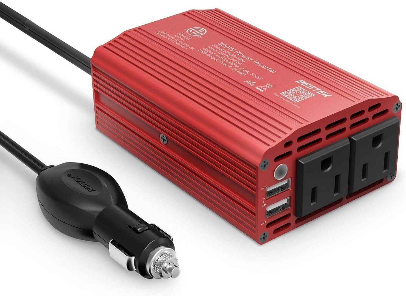 BESTEK 300W Power Inverter DC 12V to 110V AC Car Inverter